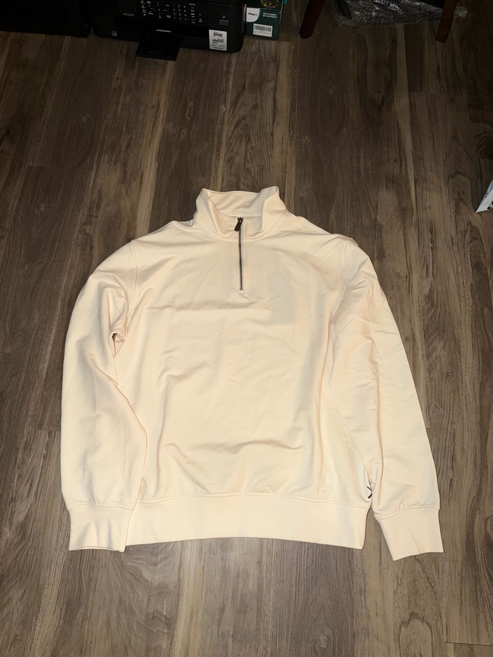 CUTS Sweatshirt Mens Large Ivory Hyperloop Q-Zip 1/4 Zip Pullover Mock Neck